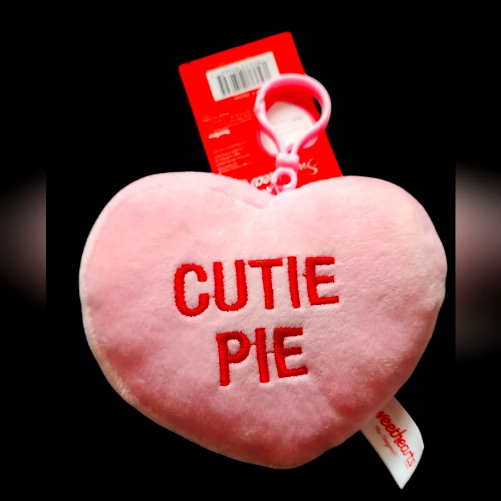 Pink Heart Plush sweethearts Keychain - Cutie Pie - Picture 1 of 2